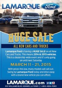 Lamarque Ford Huge Sale Ad