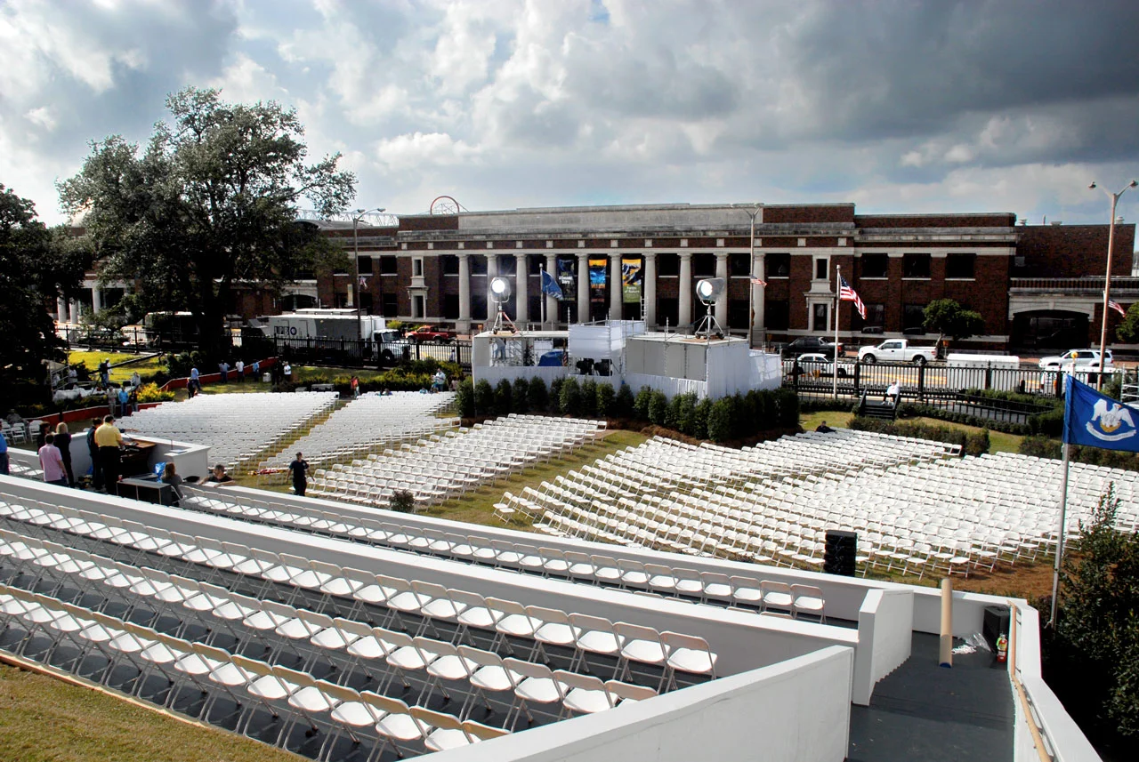 Bobby Jindal inauguration Grand Stands at the Original Louisiana State Capital with view of the Control Tent