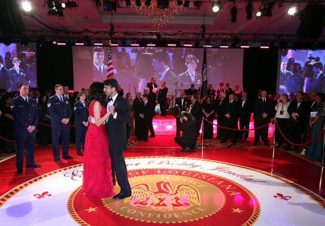 Bobby jindal danging on the Inaugration Ball Dance Floor