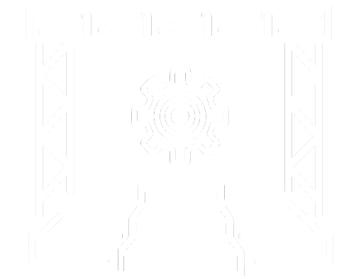 Event Design icon graphic design showing custom stage with gear icon