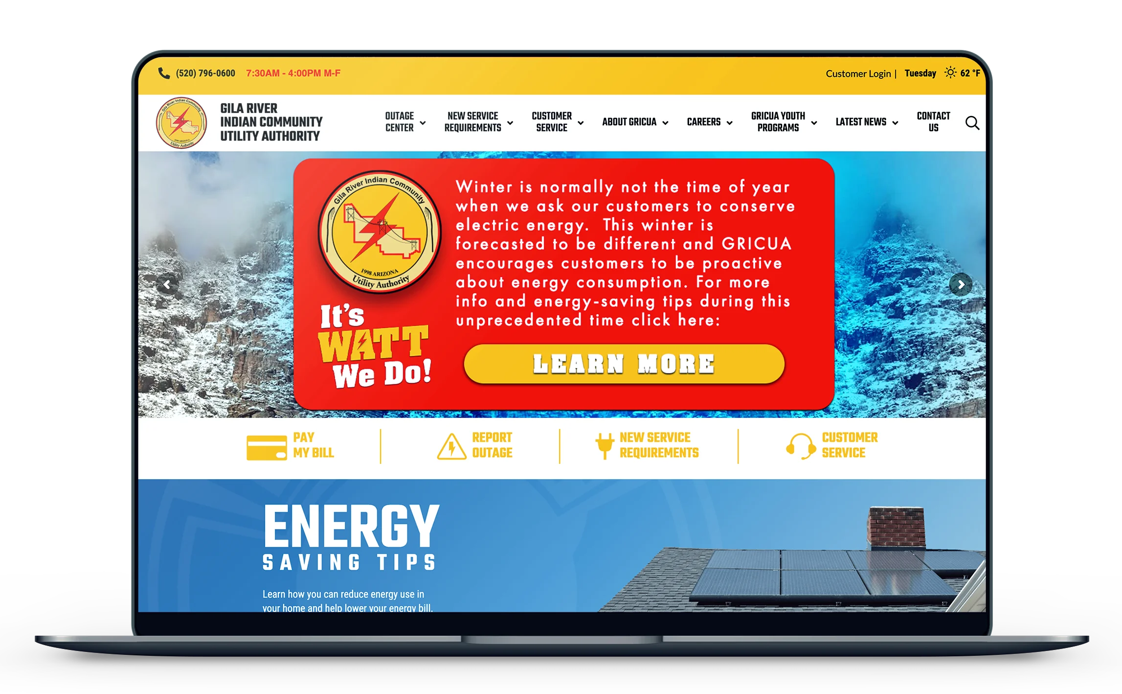 Website Design fro Gila River Indian Community Utility Authority